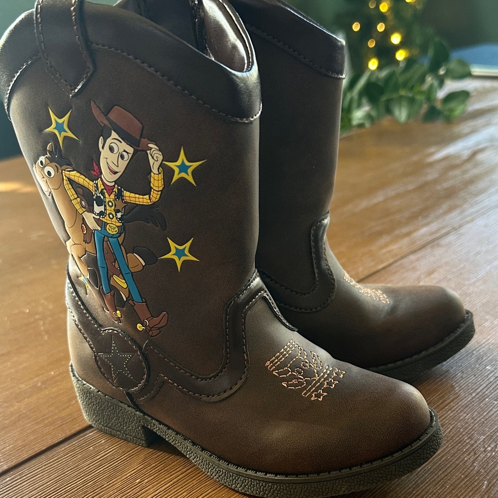 Brown Cowboy Boots with Cartoon Design